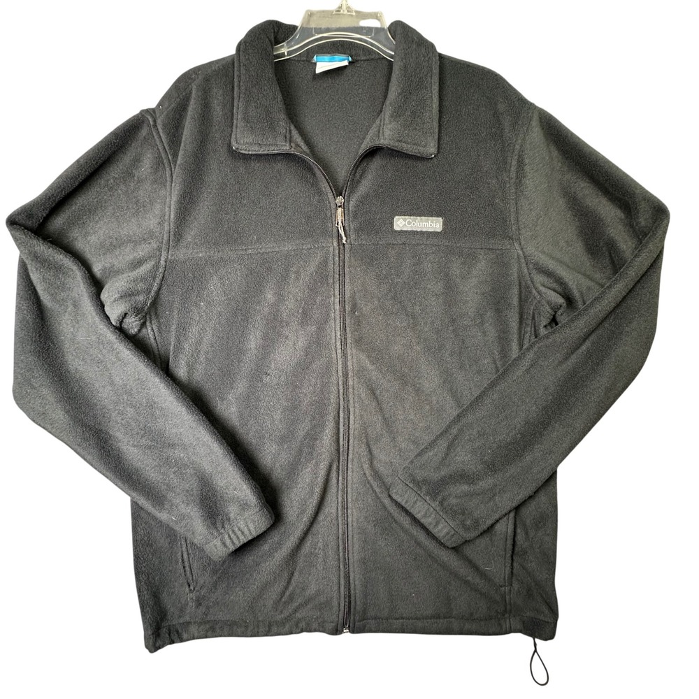 Columbia Full Zip Fleece Jacket Outdoor Gorpcore Hiking Large Black Utility